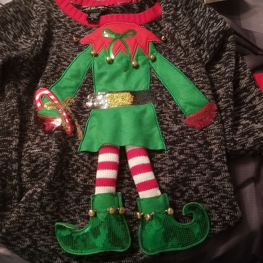 United States Sweater Holiday Dress Red,Green and Charcoal EUC SZ M - Picture 2 of 6